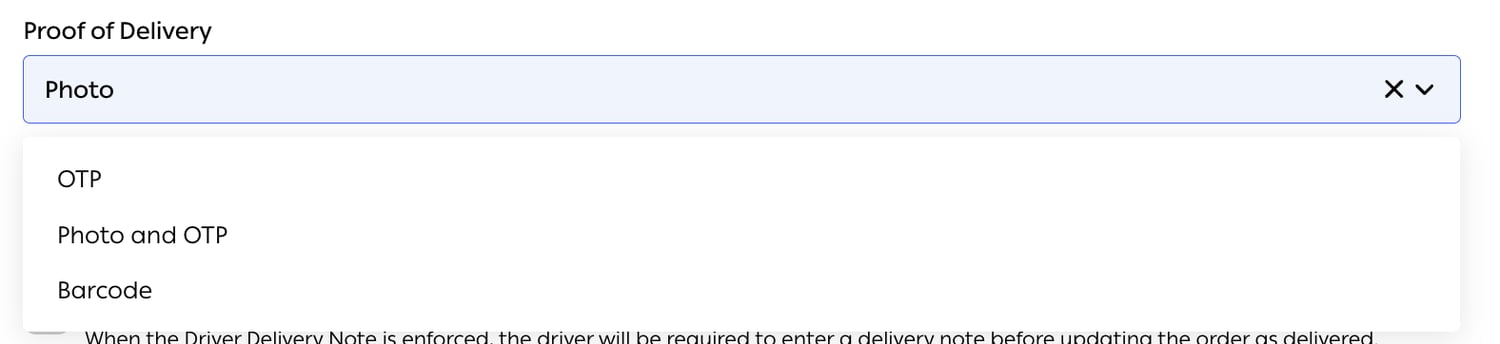 Proof of Delivery options