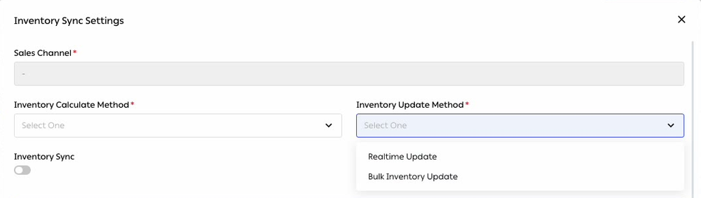 The Inventory Update Method options