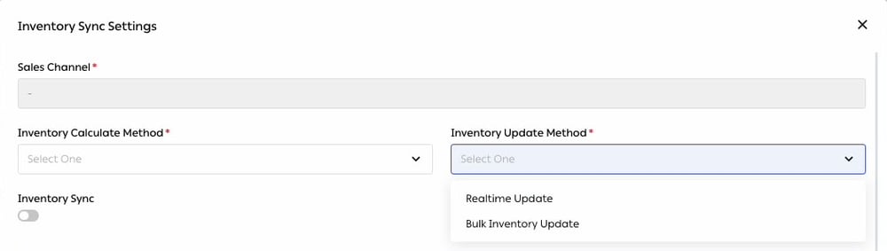 The Inventory Update Method options