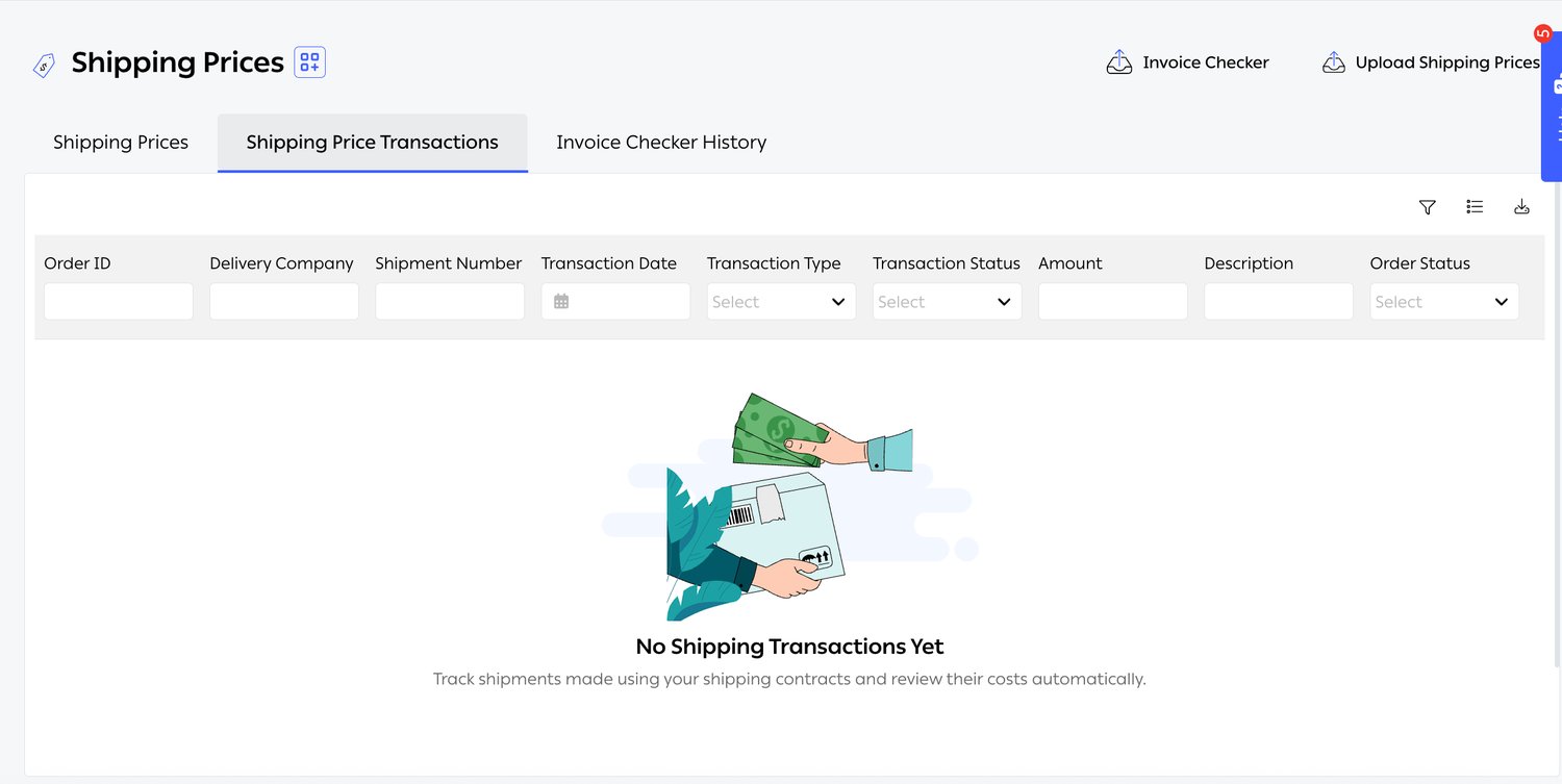 Shipping Price Transactions
