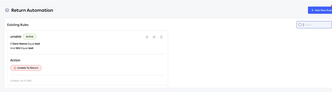 A return automation rule