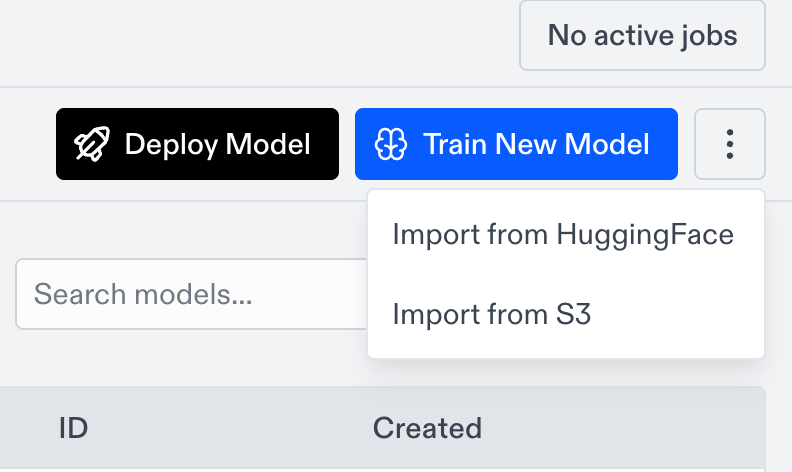 Import model menu