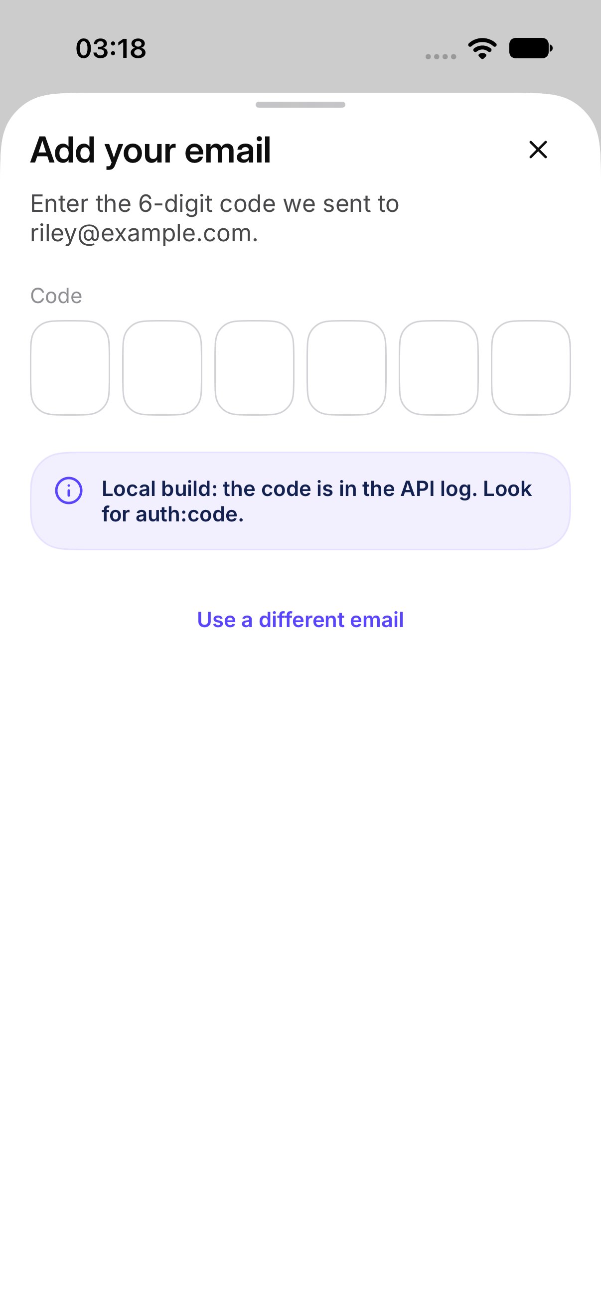 The code for that email