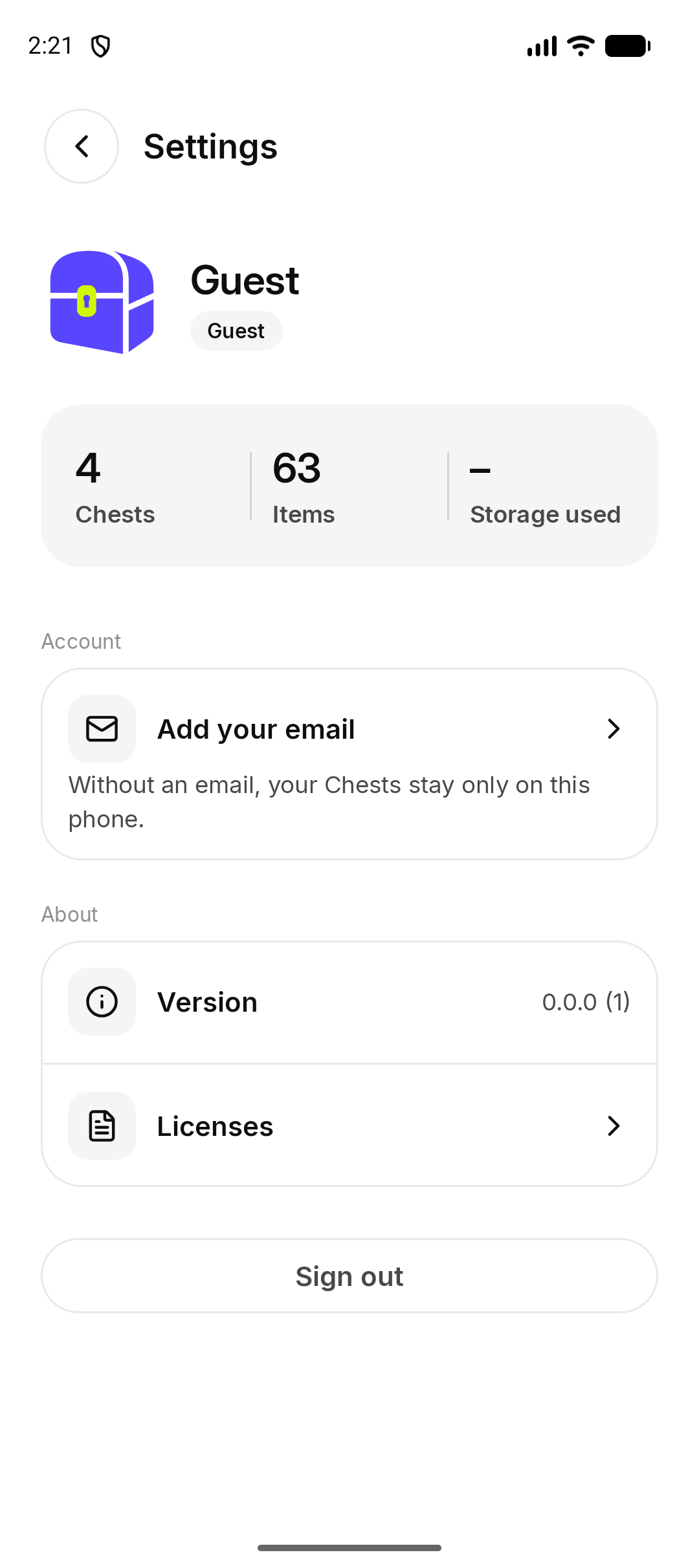 Guest settings, with Add your email