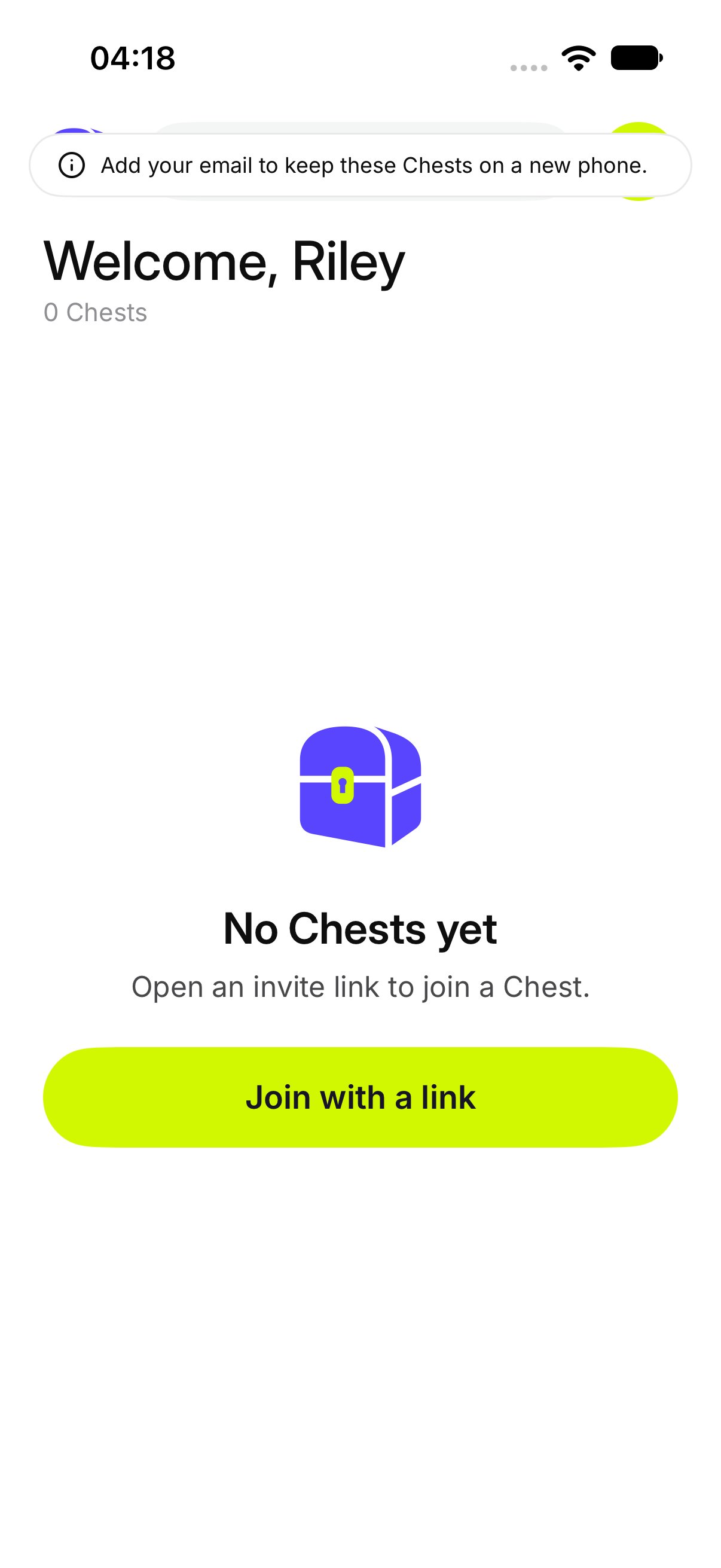 A guest home, with no Chests yet