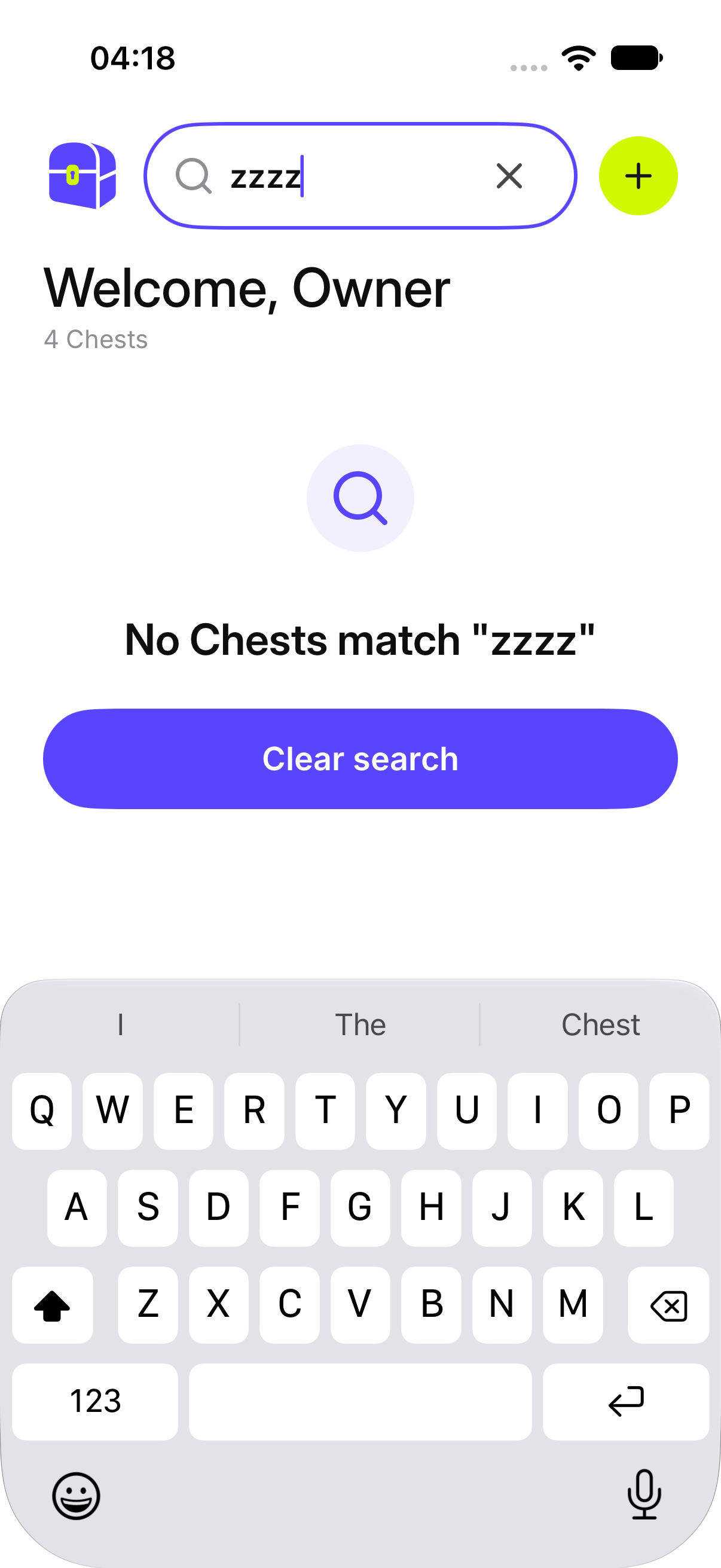 Search with no matching Chest