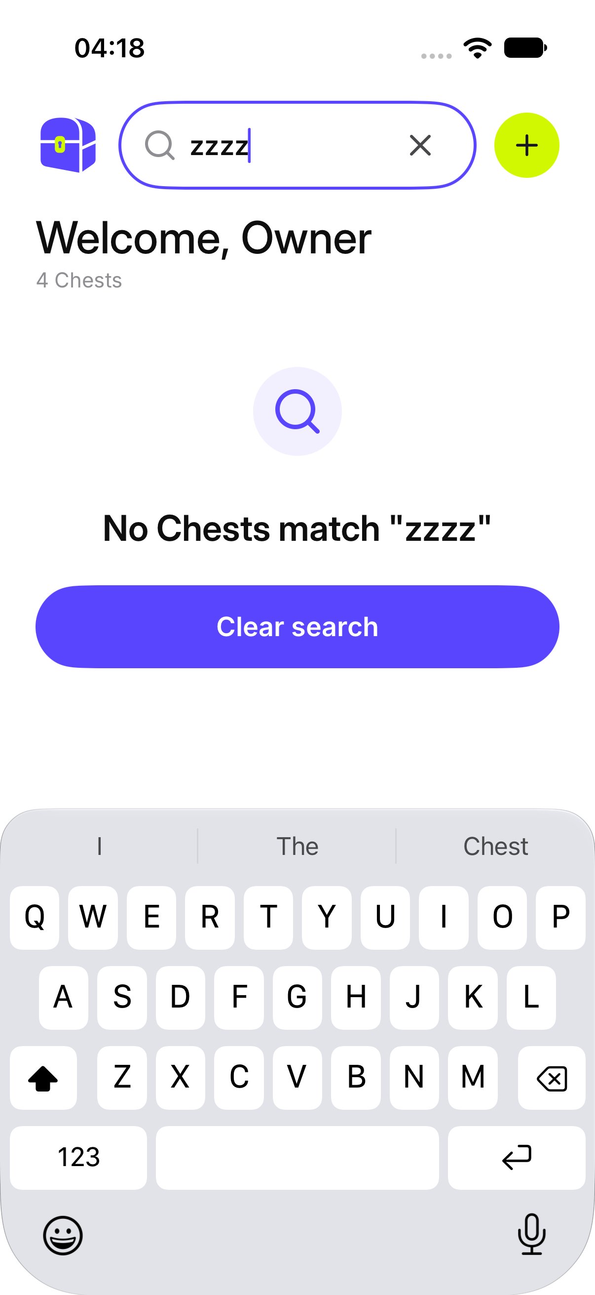 Search with no matching Chest