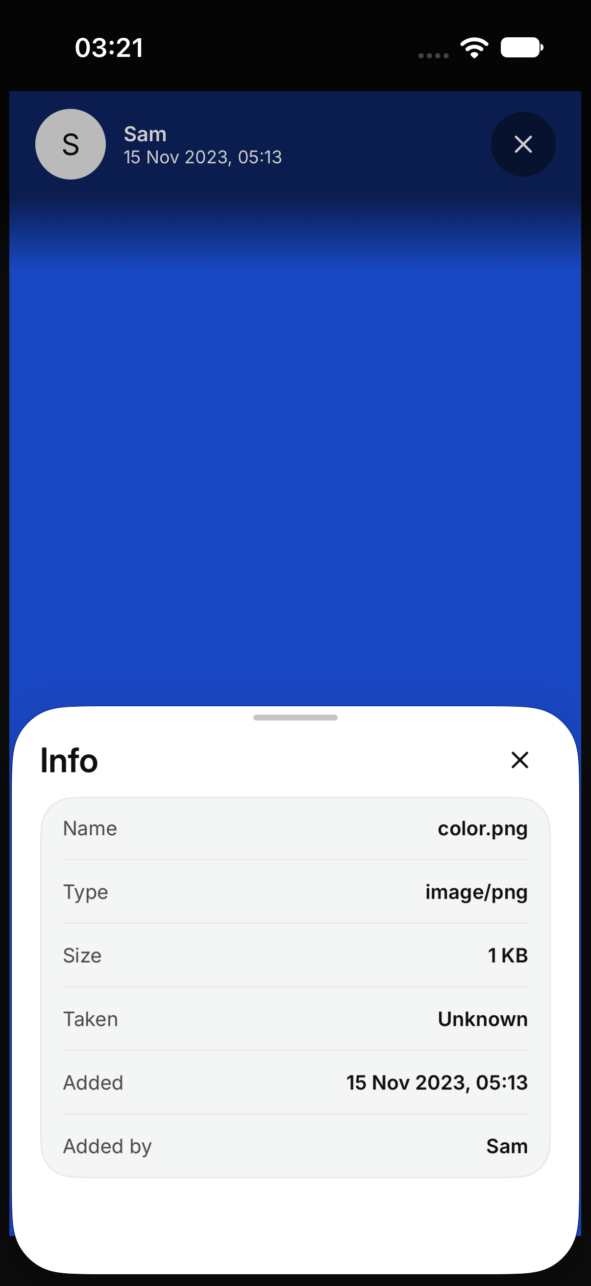 Info for a photo