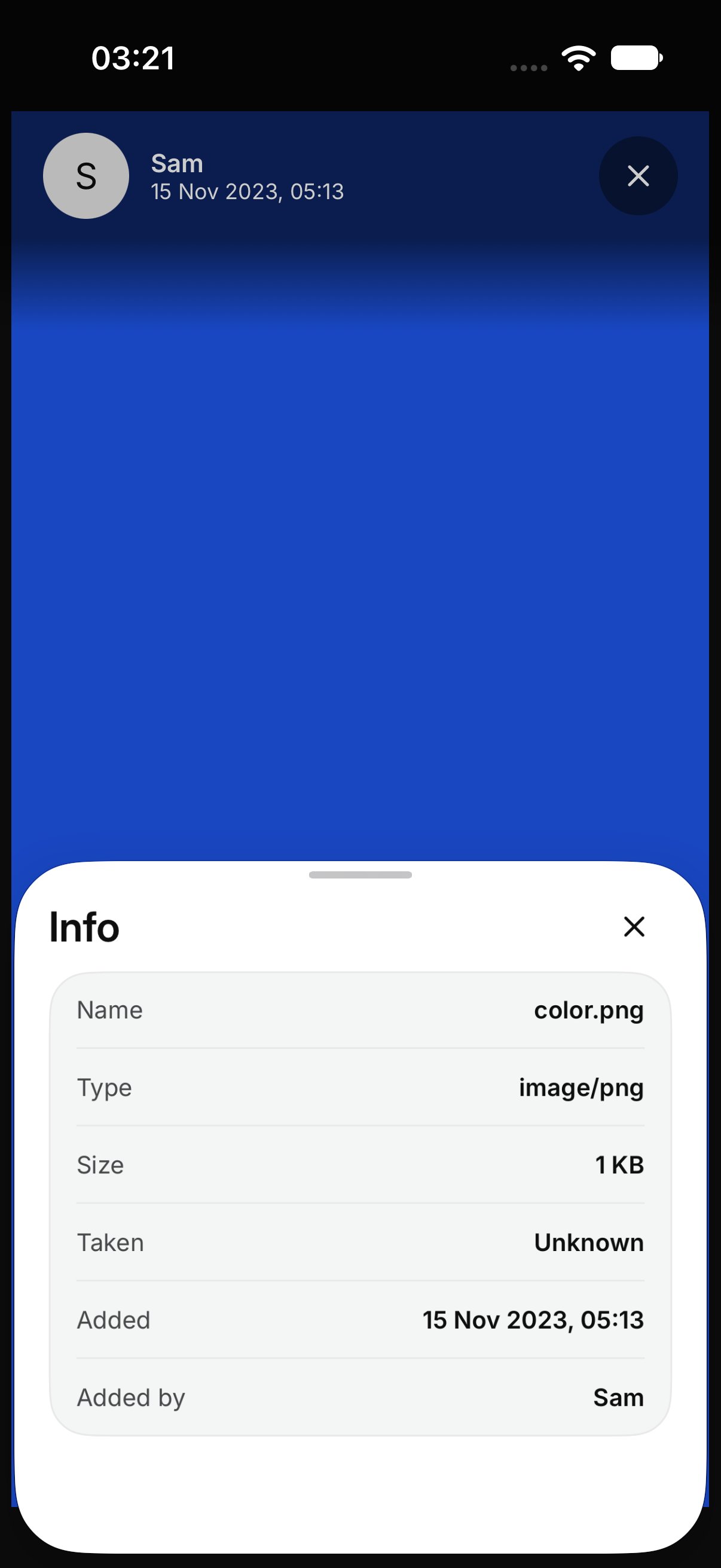 Info for a photo