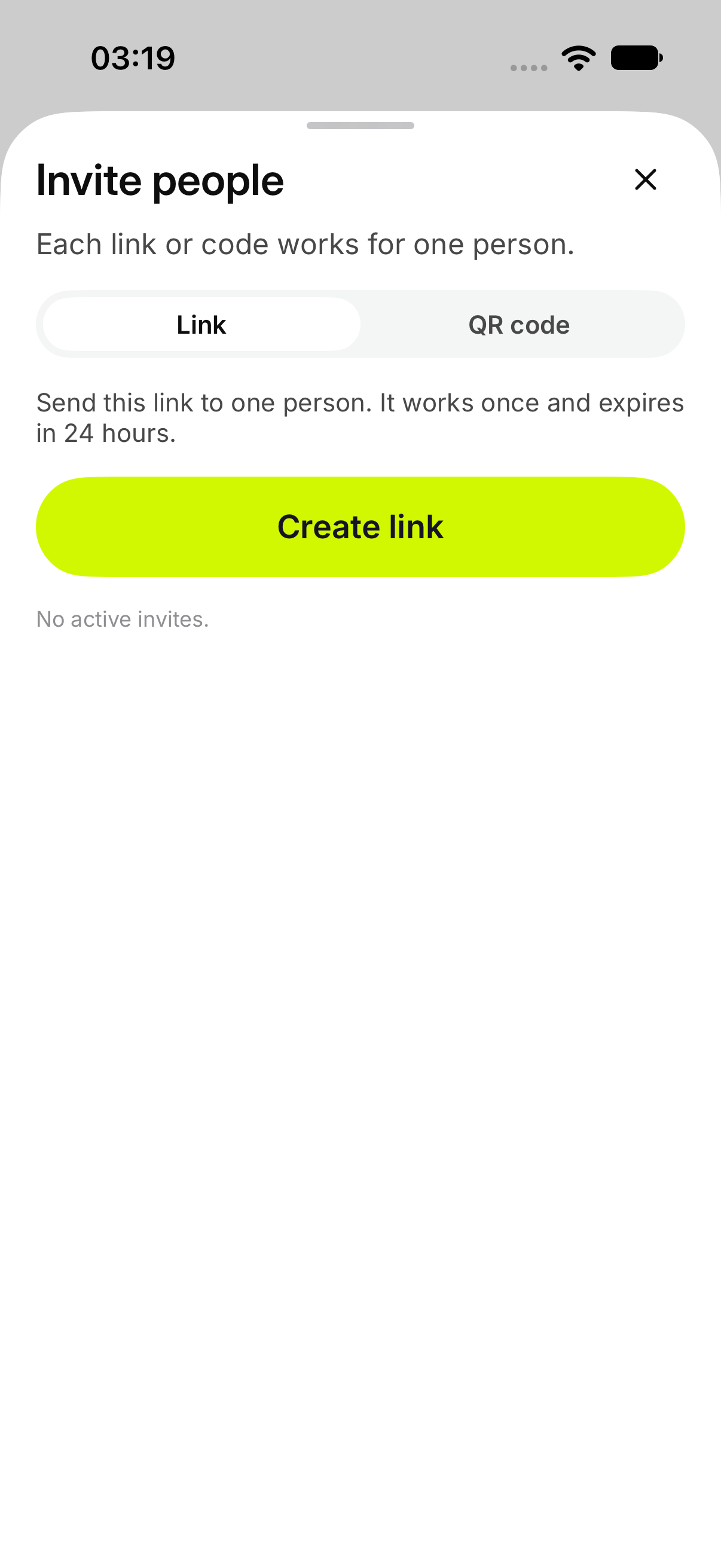 Invite people, before a link exists