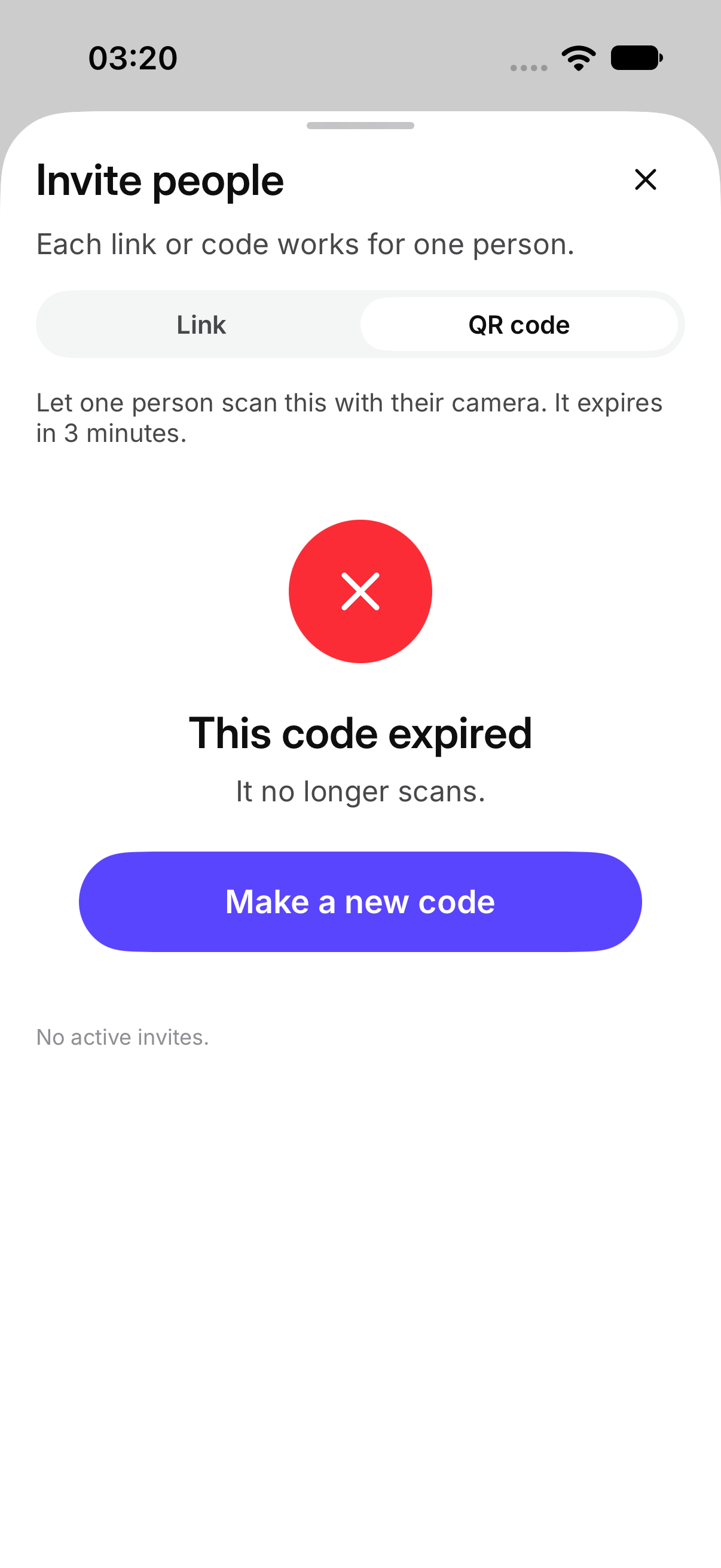 An expired QR code