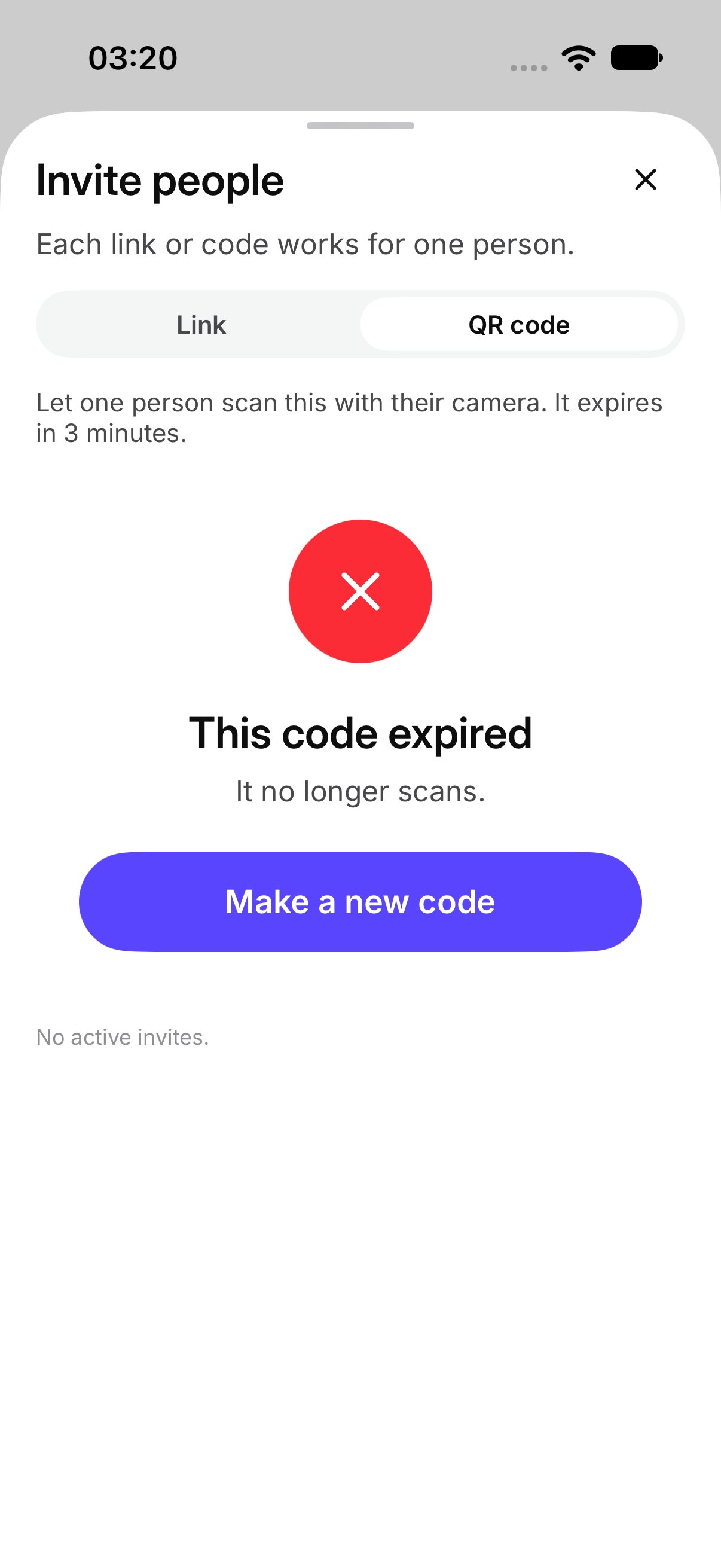 An expired QR code