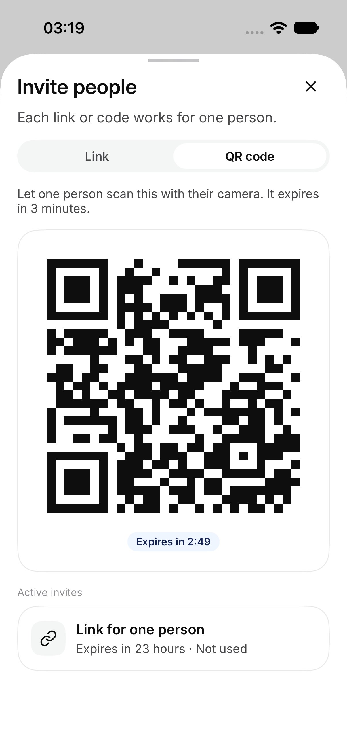 A QR code ready to scan