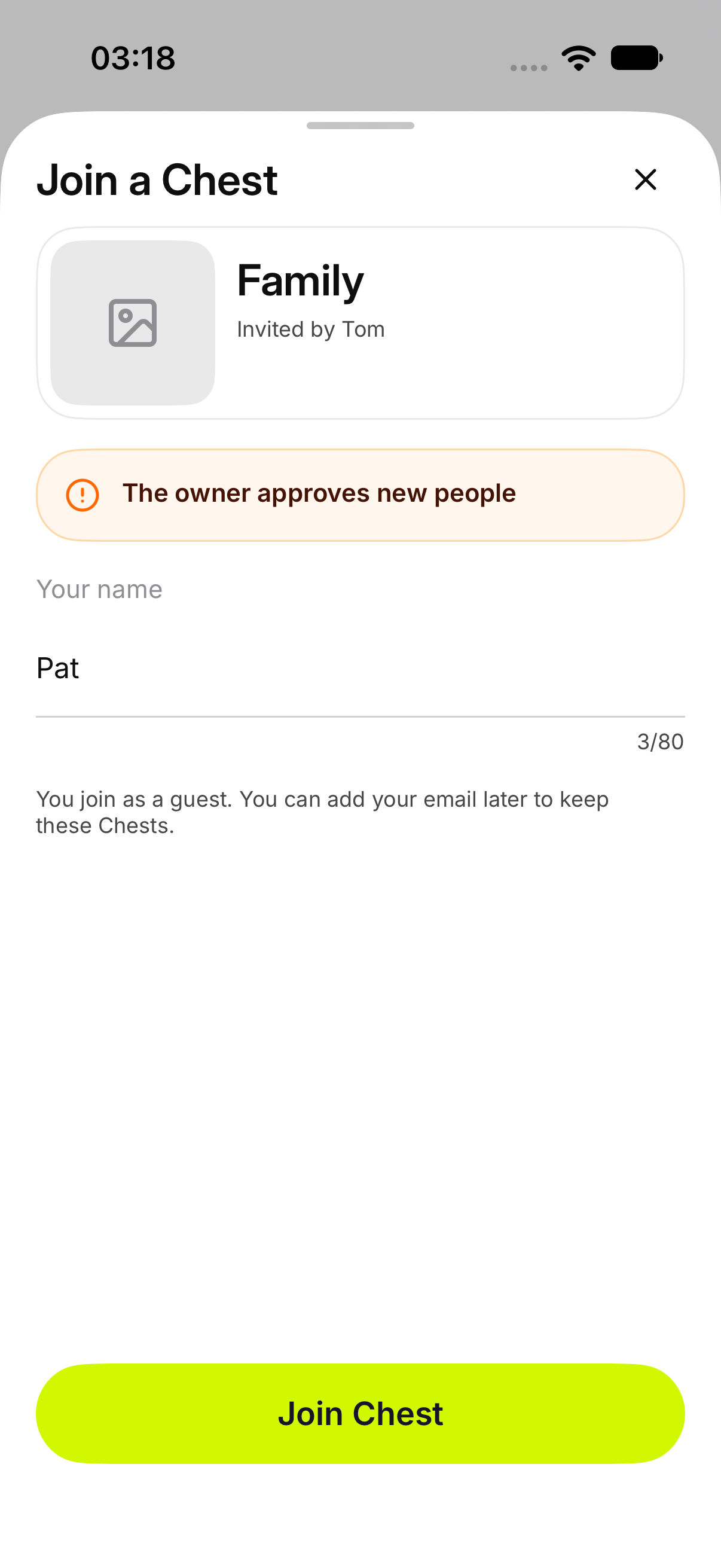 The owner approves new people
