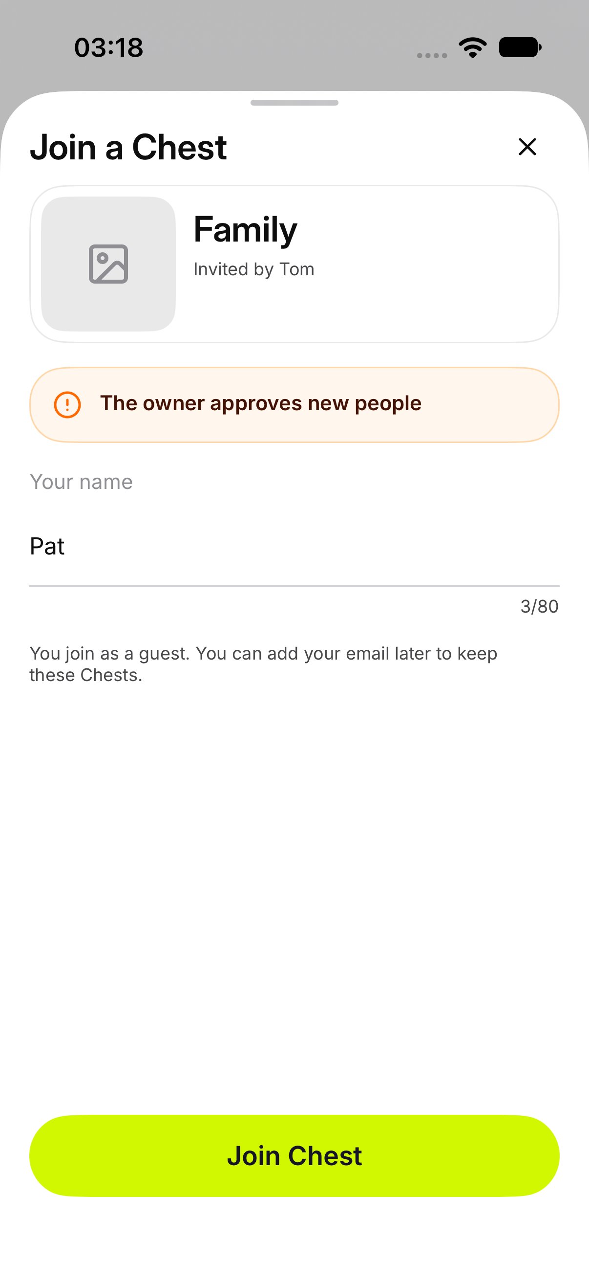 The owner approves new people