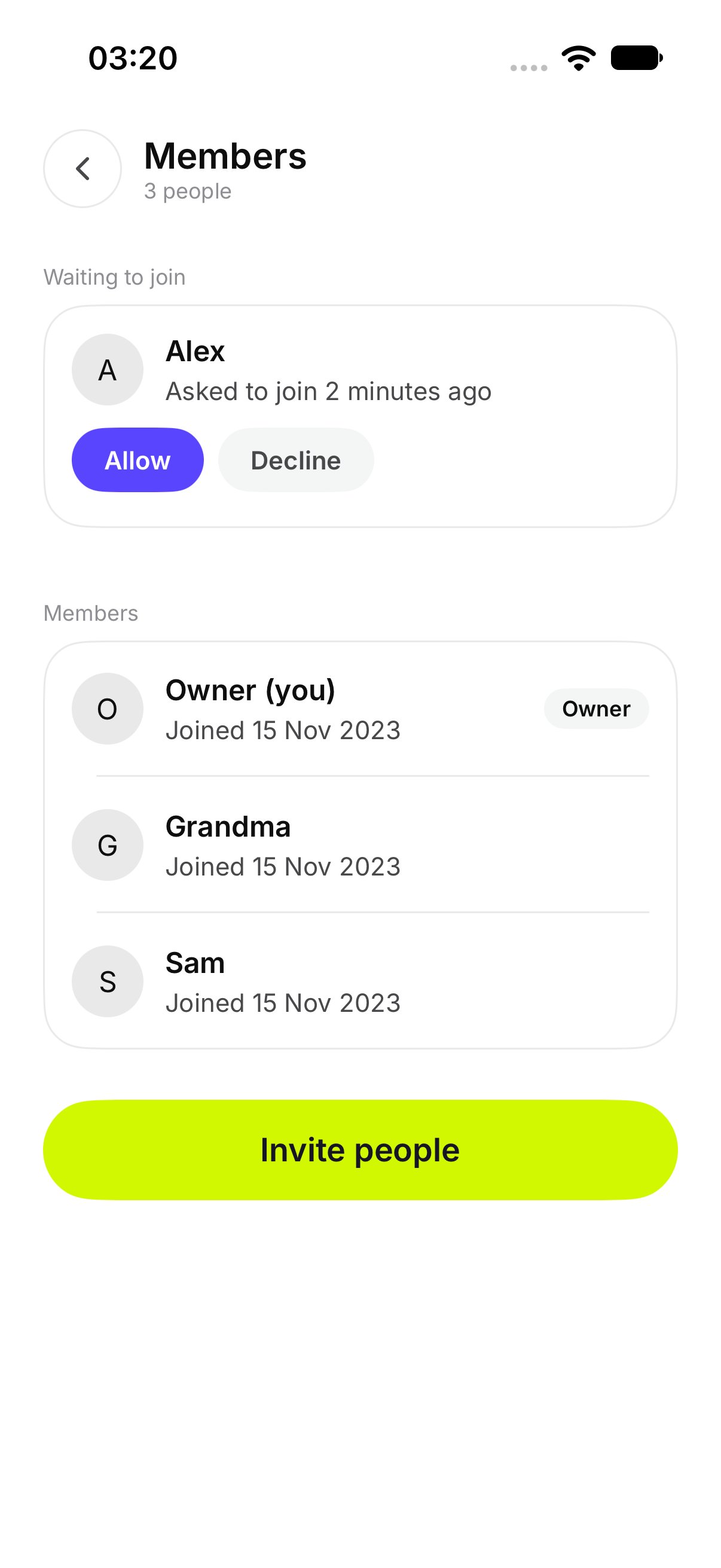 Members, as the owner