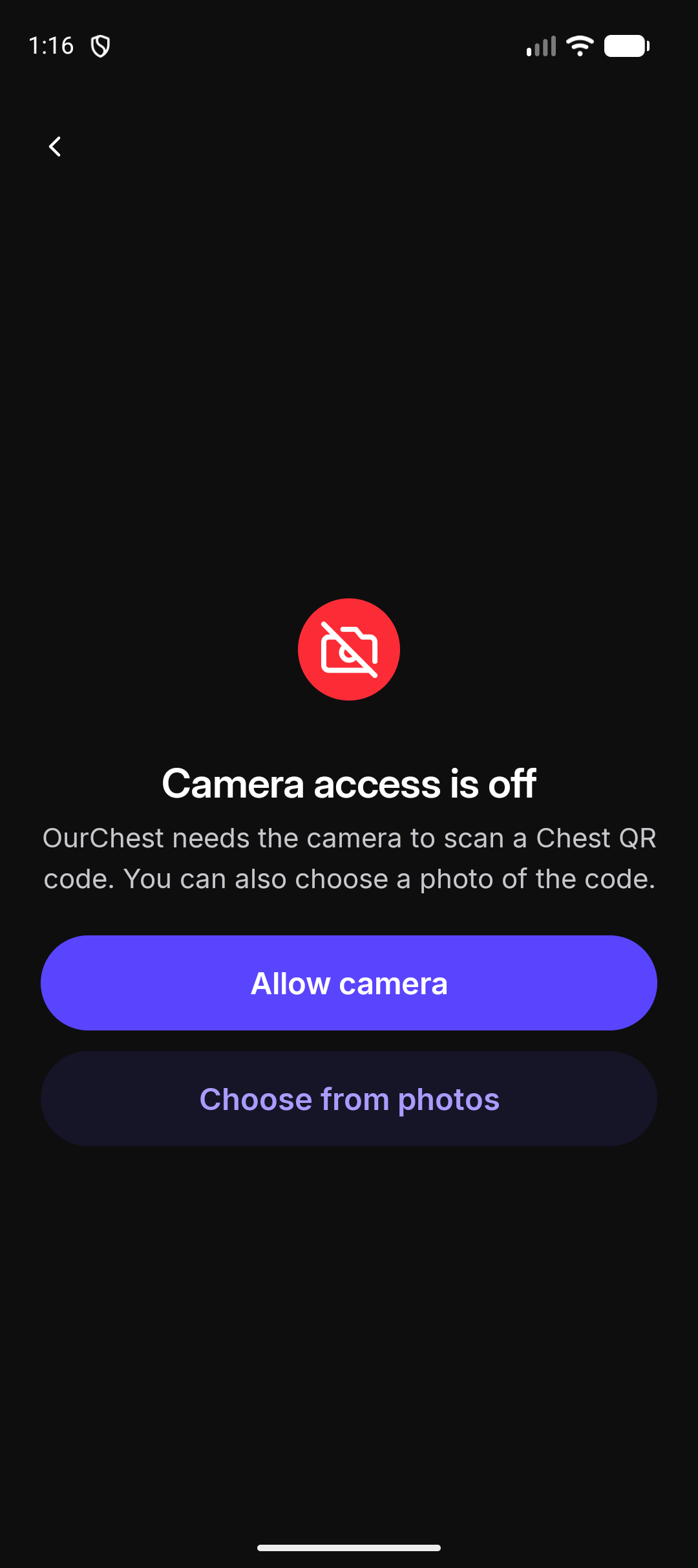 Camera access is off