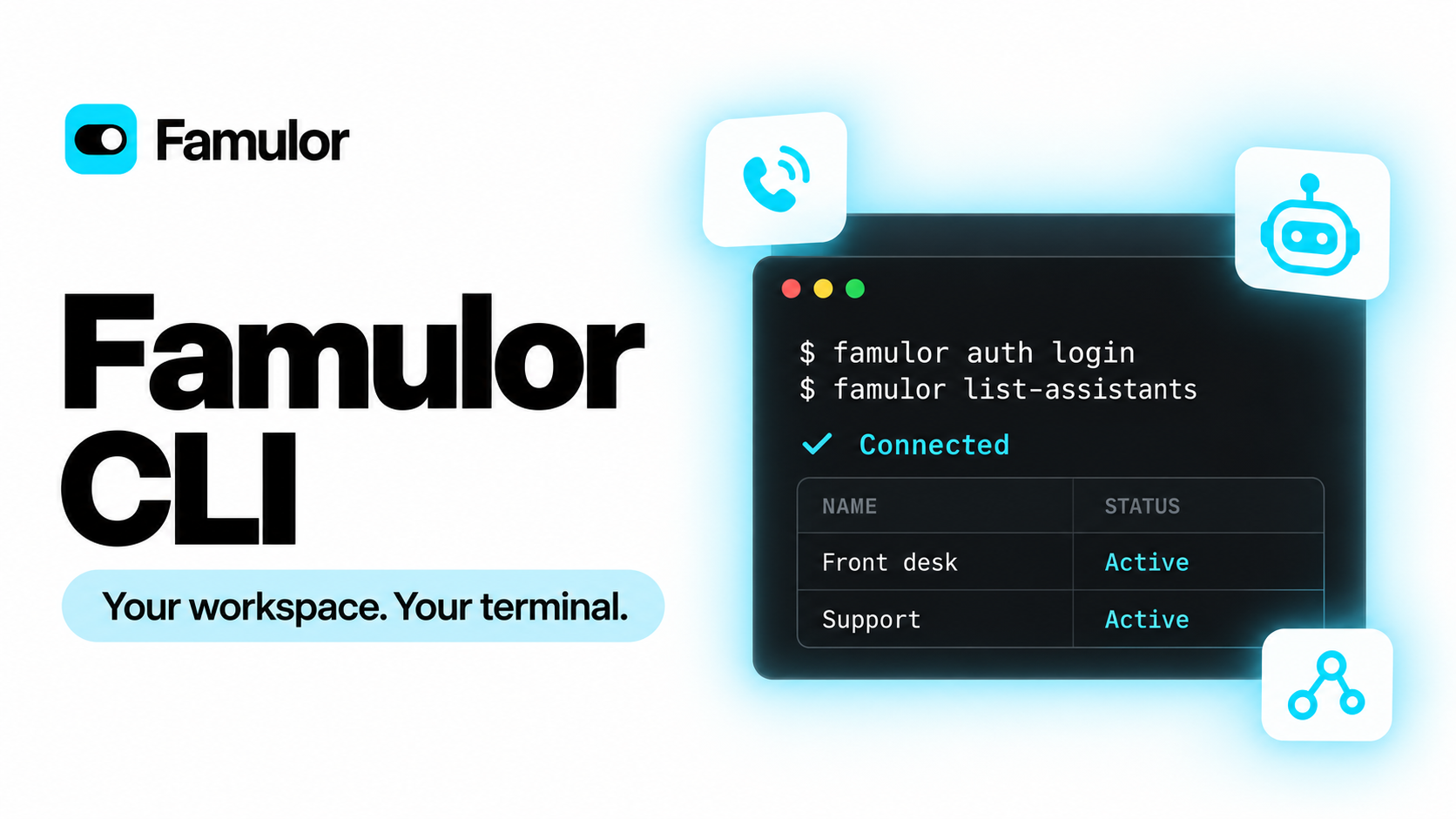 Famulor CLI: manage your workspace from the terminal