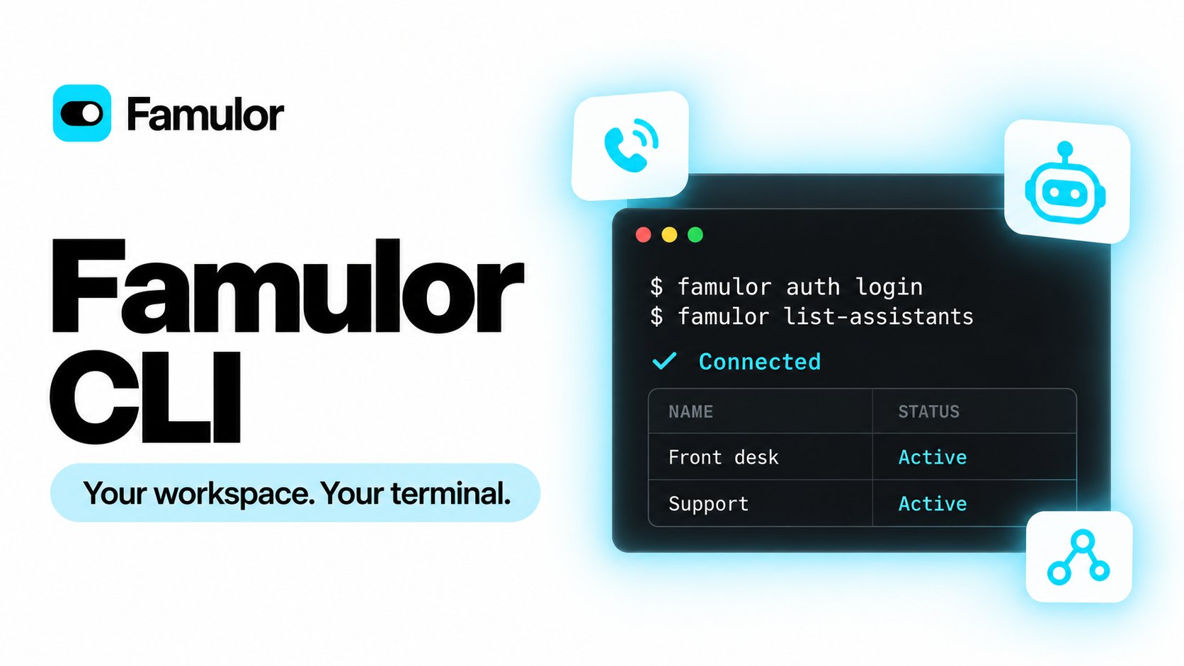 Famulor CLI: manage your workspace from the terminal