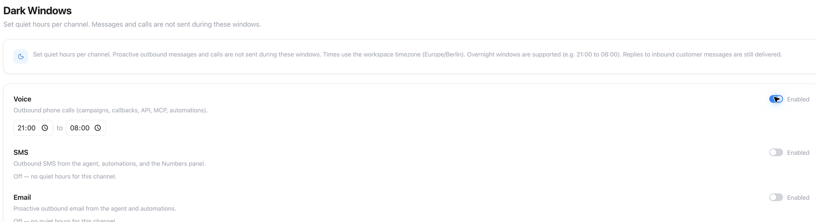 Dark window settings