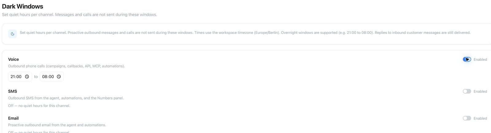 Dark window settings