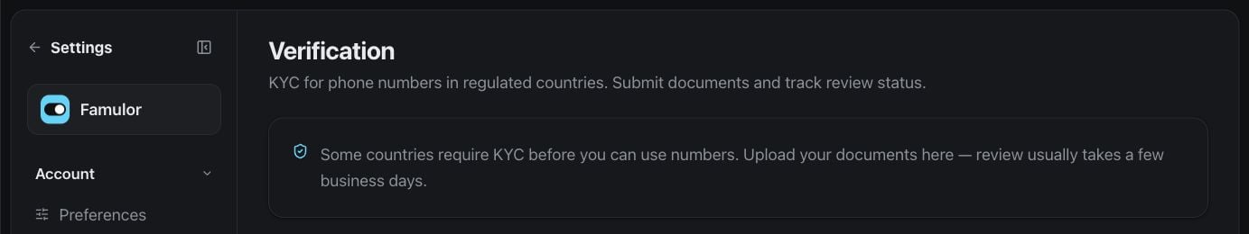 Verification settings