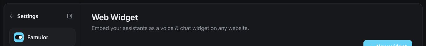 Paramètres du widget web