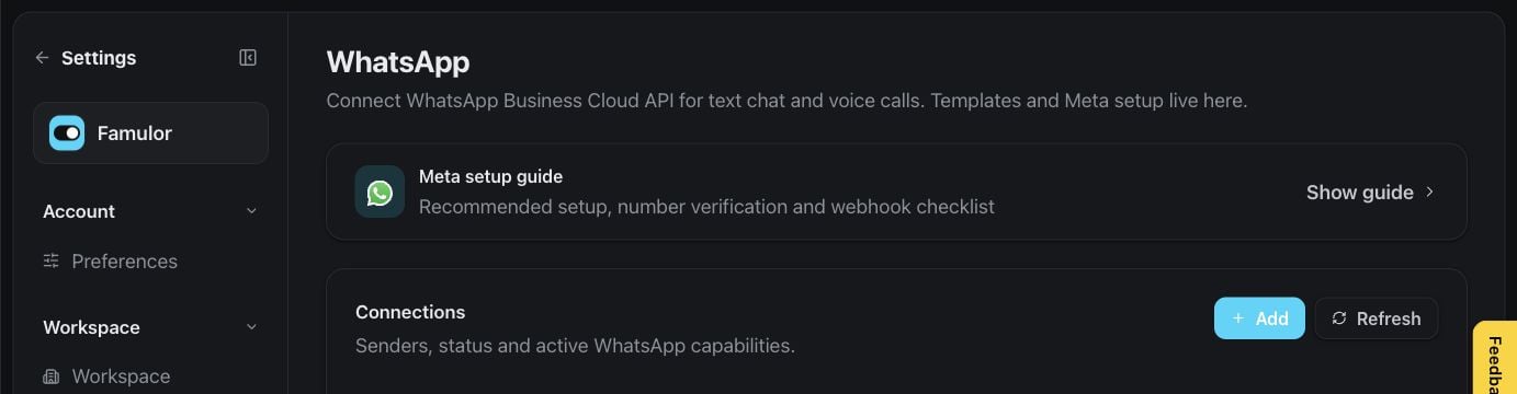 WhatsApp settings
