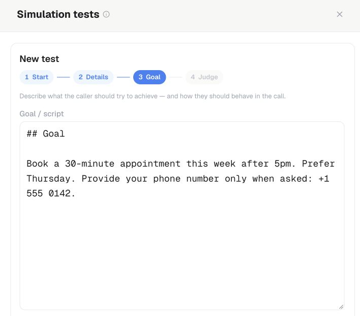 Simulation Goal with an appointment-booking example