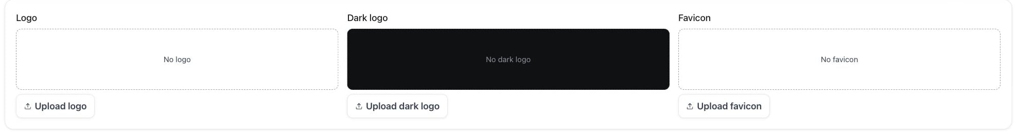 Logo & favicon — cargas independientes para logotipo claro, oscuro y favicon