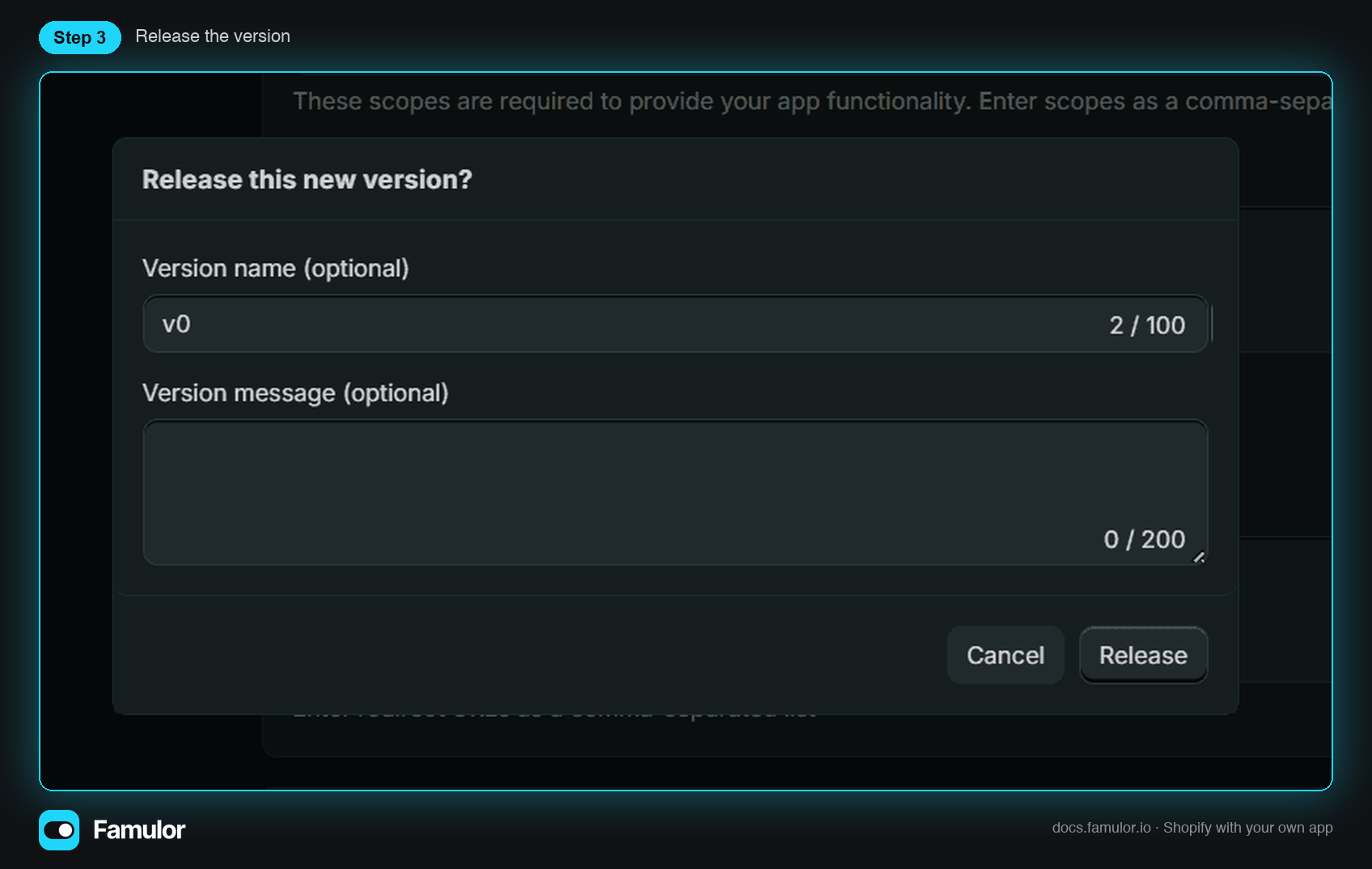 Release this new version dialog