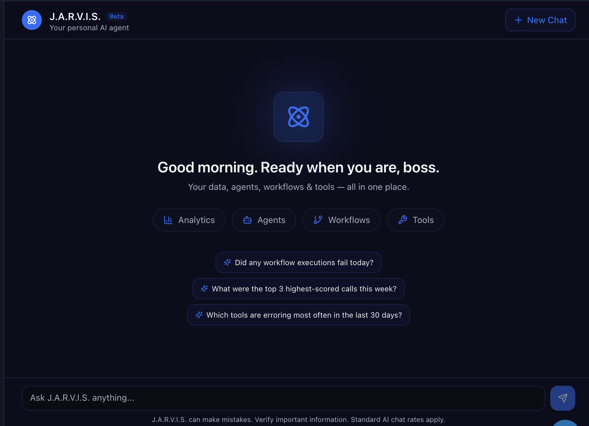J.A.R.V.I.S dashboard