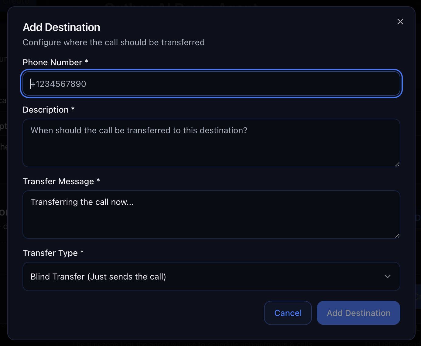 Transfer Tool Destinations