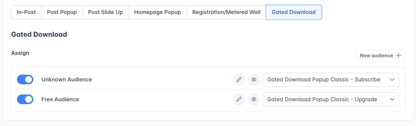 Autodisplay Gated Download Tab