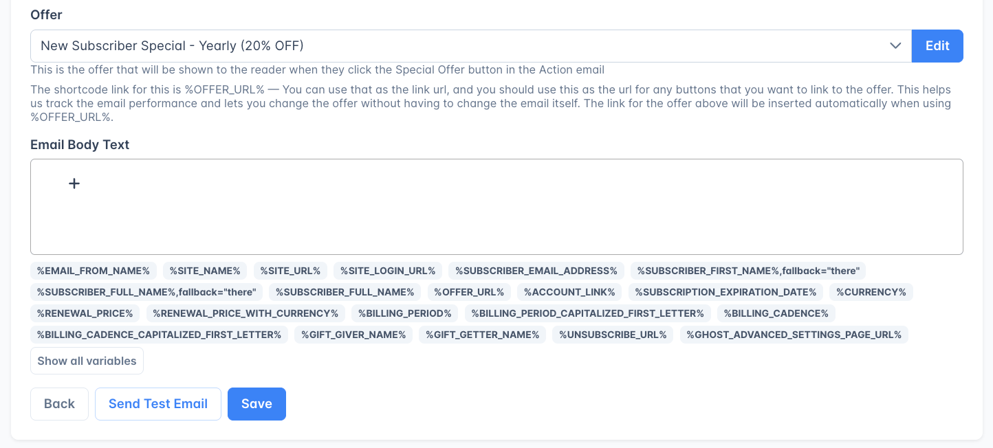 Offer Entry And Variables