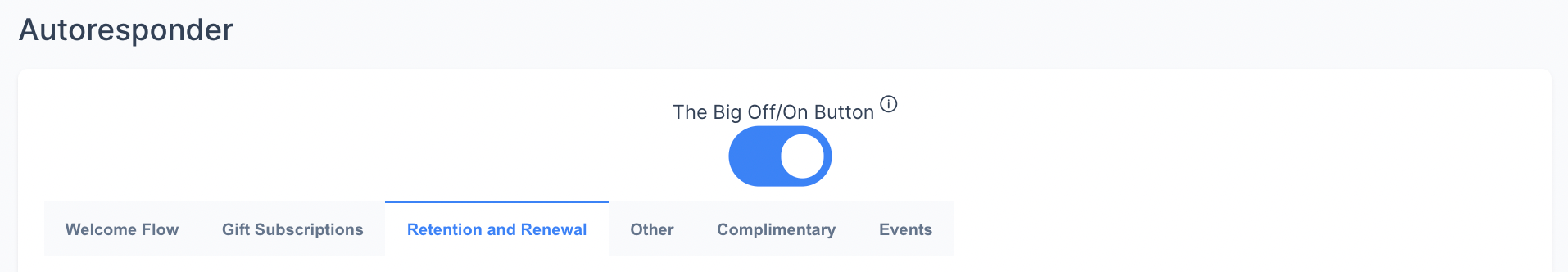 Autoresponder Retention And Renewal Tab