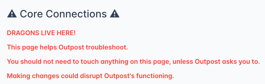 Core Connections Warning