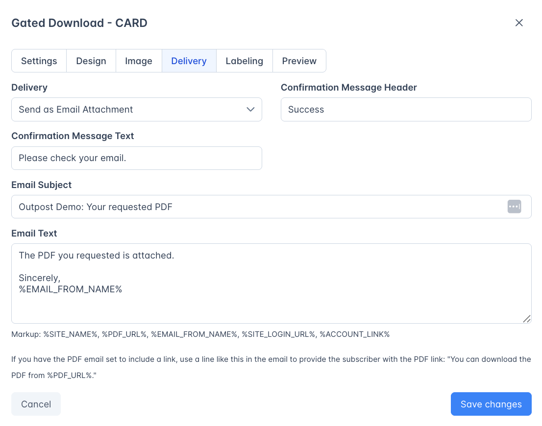 Gated Download Delivery Settings