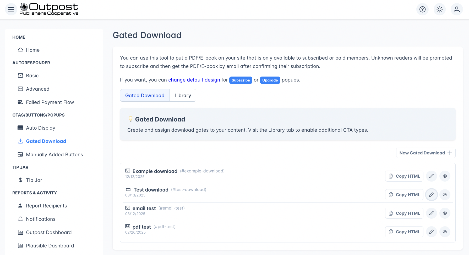 Gated Download page