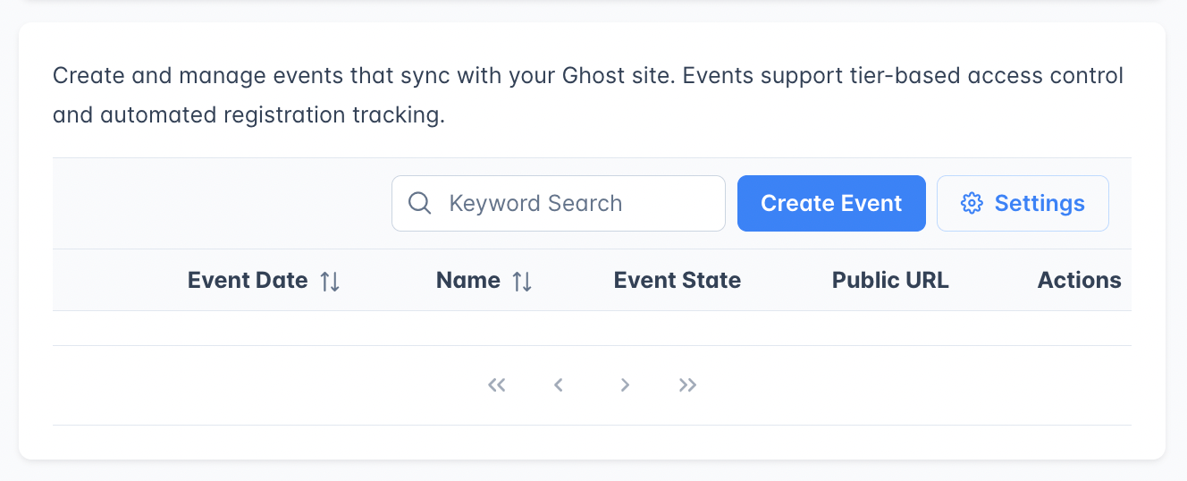 Create event button