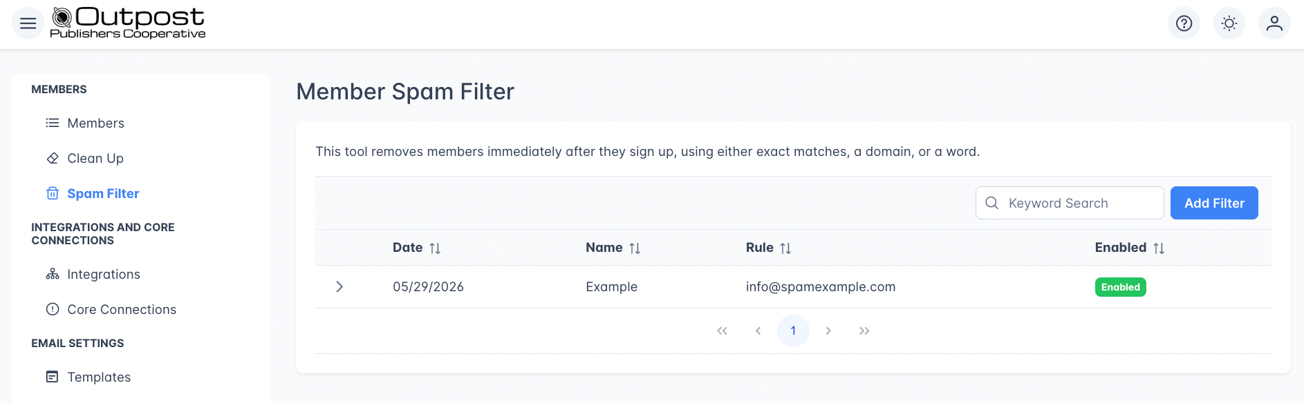 Example Member Spam Filter