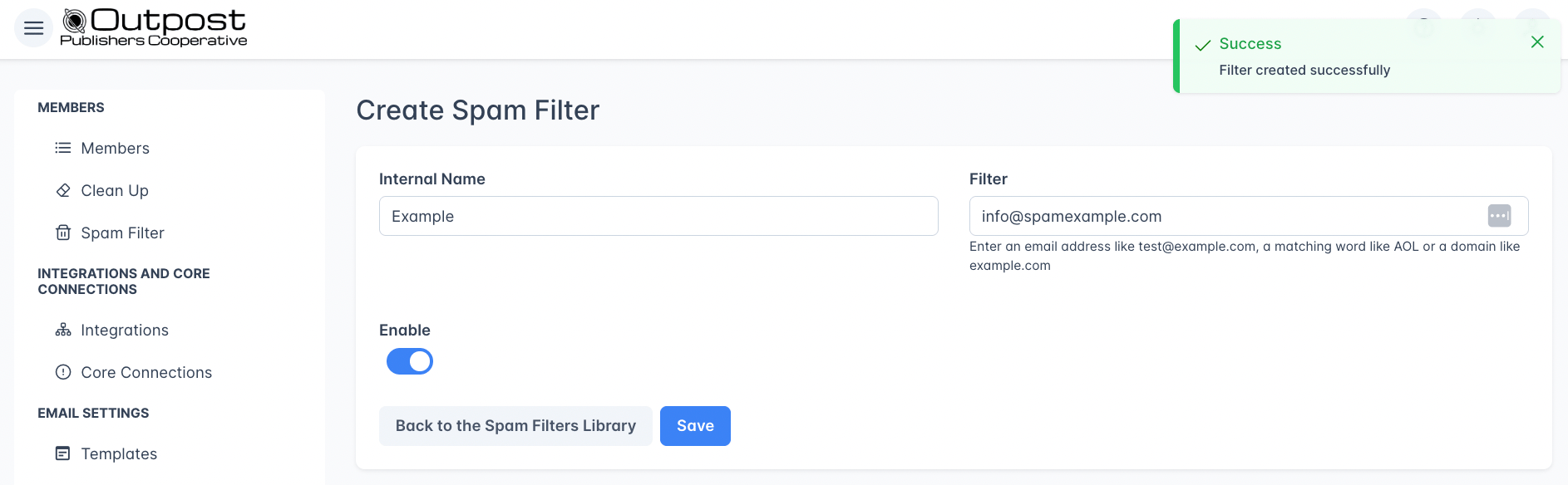 Spam Filter Success