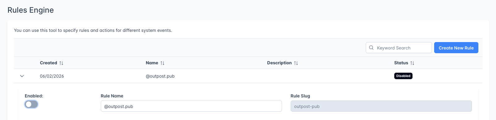 Disabled Rule In Rule Engine