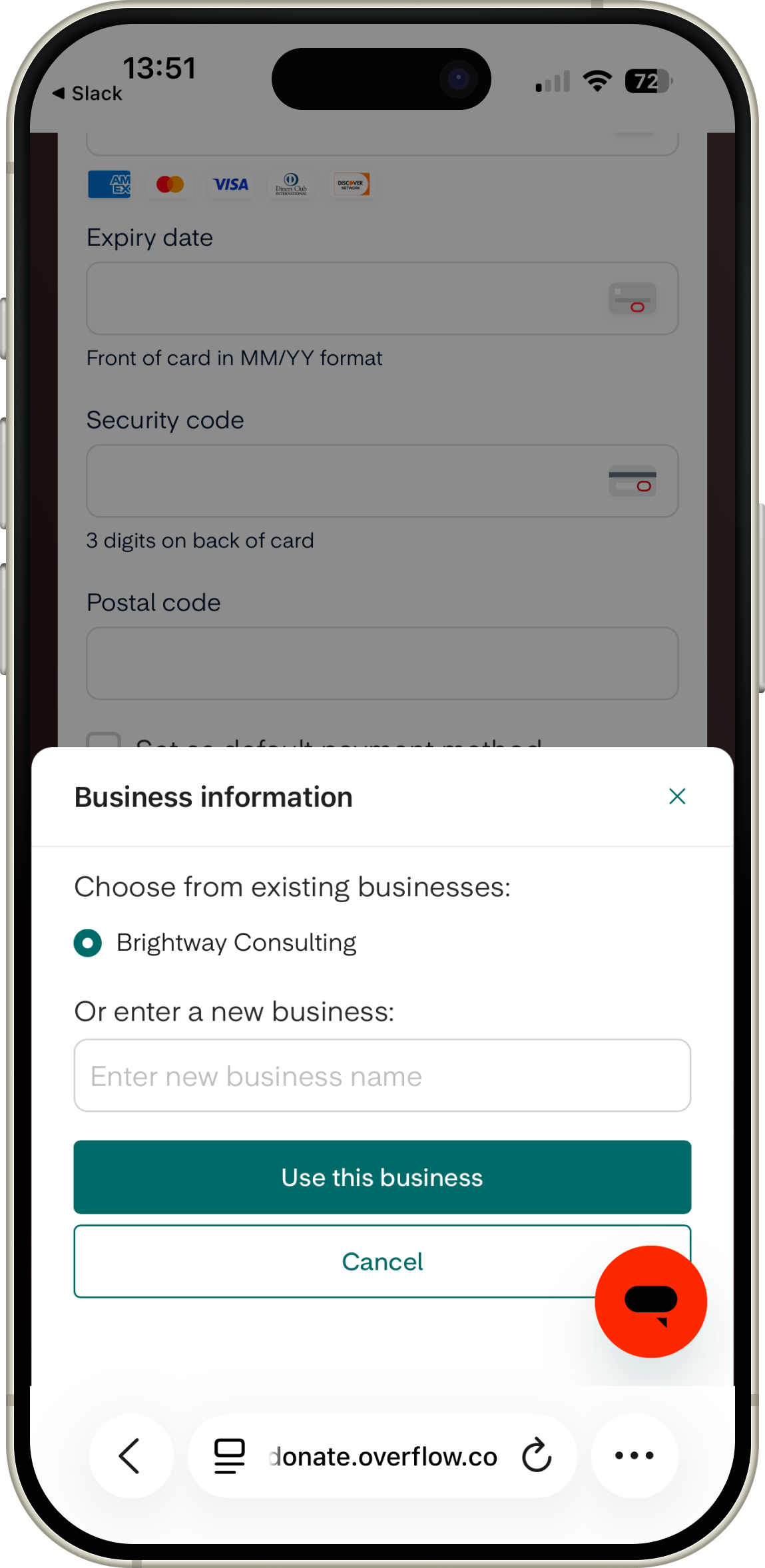 Pick or create a business