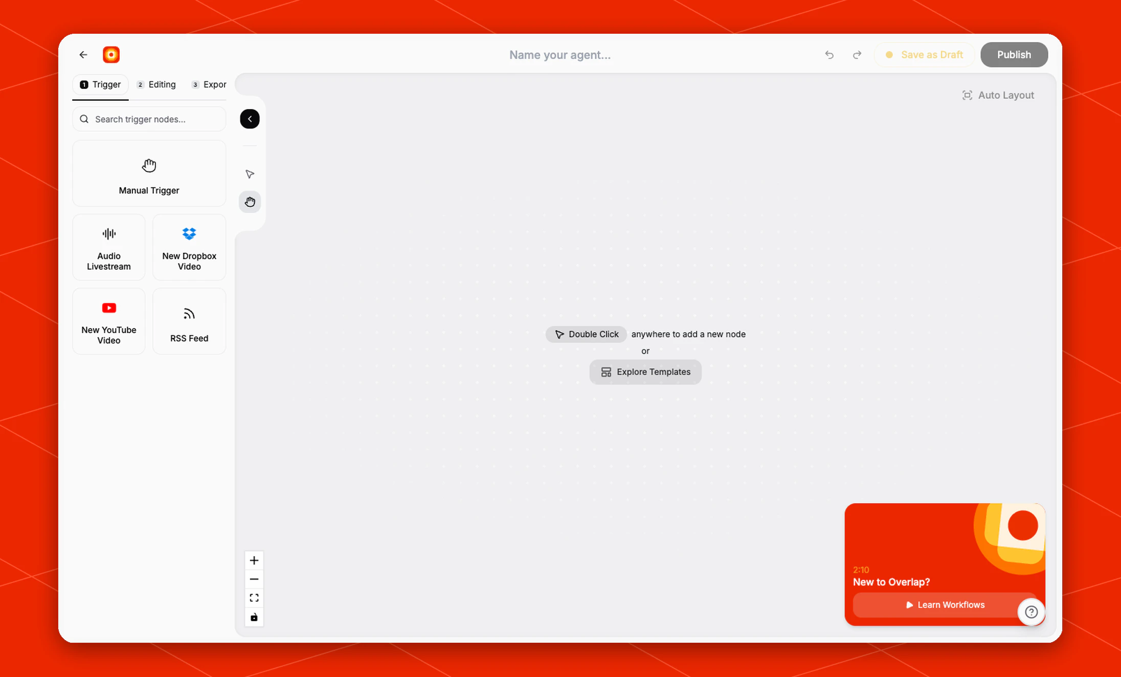 Empty workflow builder