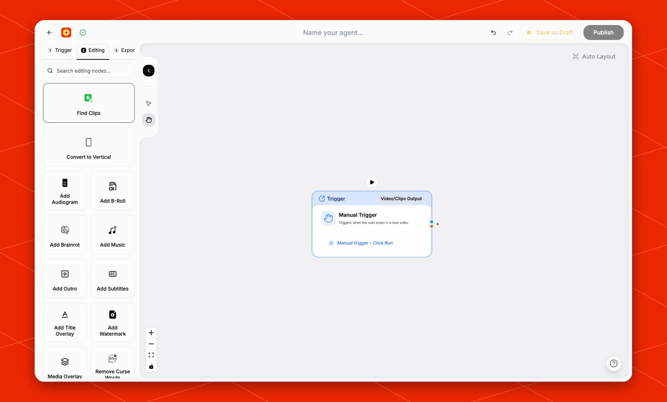 Workflow builder with Manual Trigger added