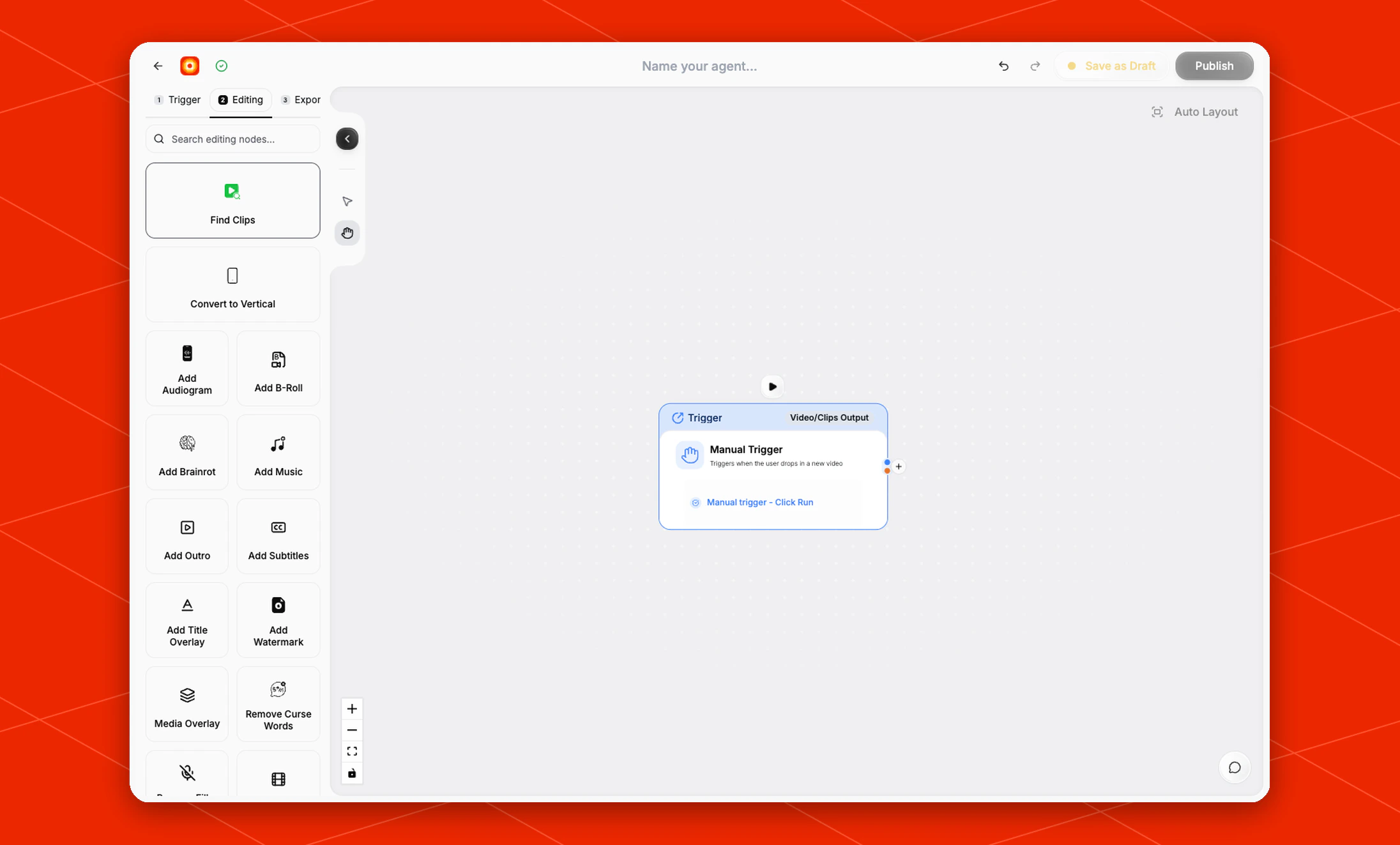 Manual Trigger node selected in the workflow builder