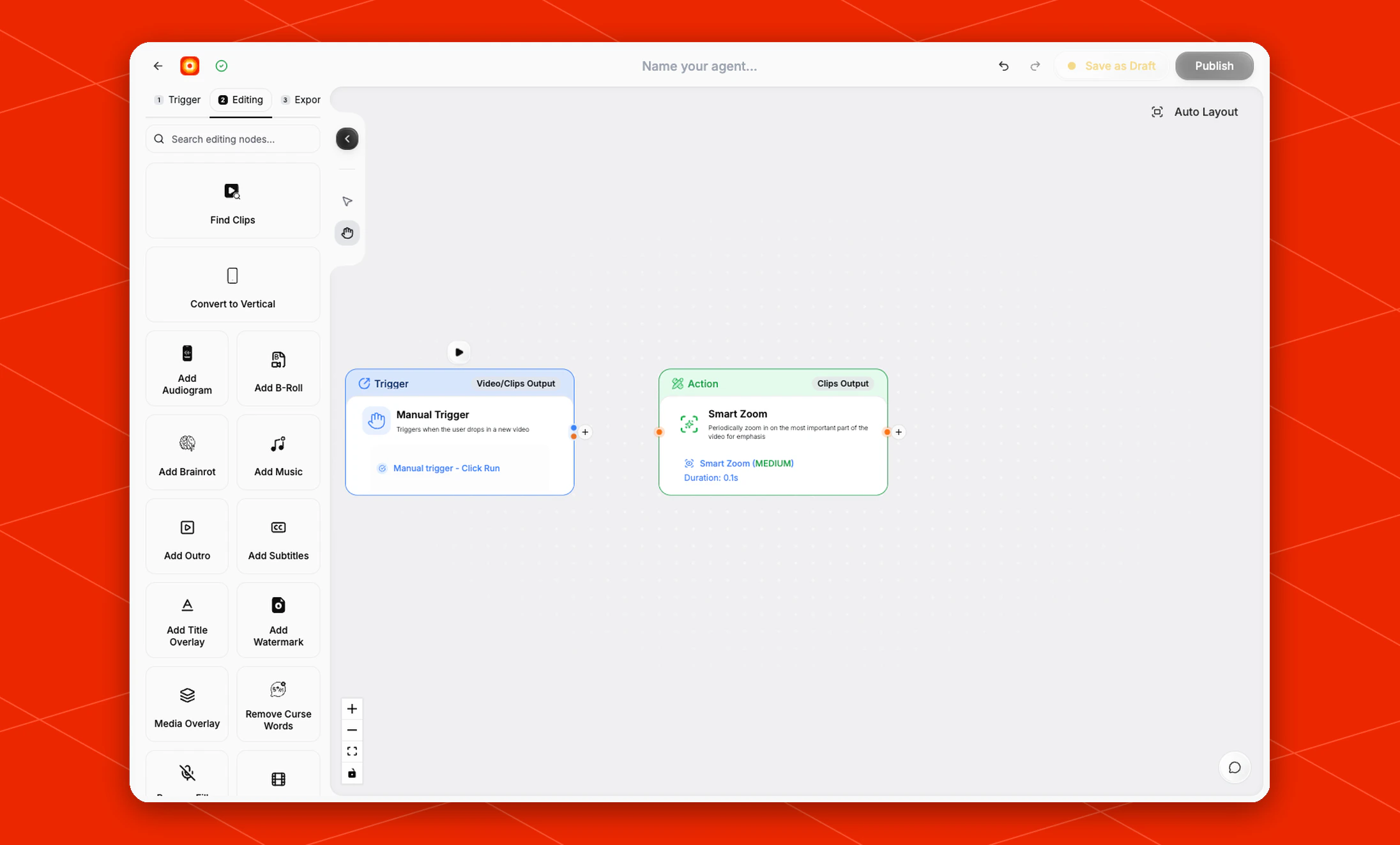 Smart Zoom node in the workflow builder