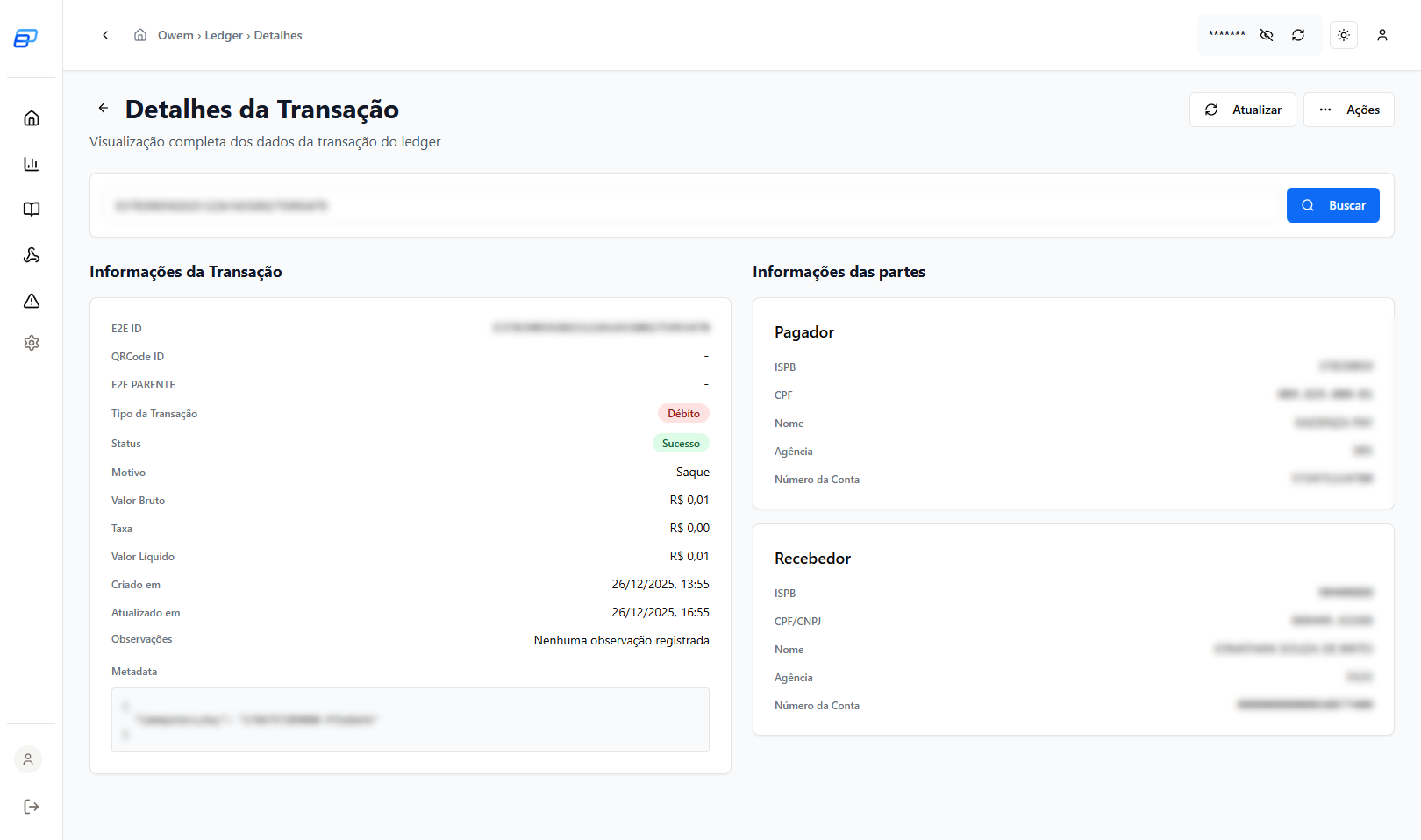 Withdrawal details in Ledger