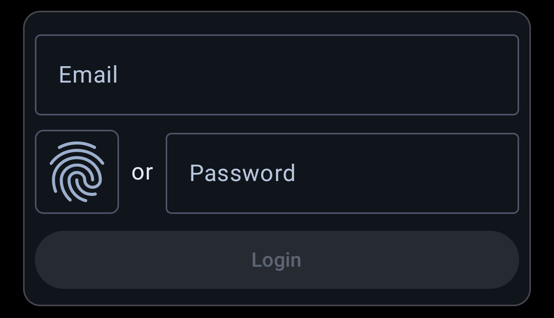 Android login form with the OwnID fingerprint widget before the password field